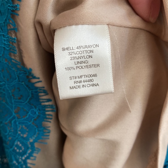 NWT LOVE FIRE Teal Lace, Lined Sleeveless Shirt Top Blouse Boho Blouse - Picture 6 of 9